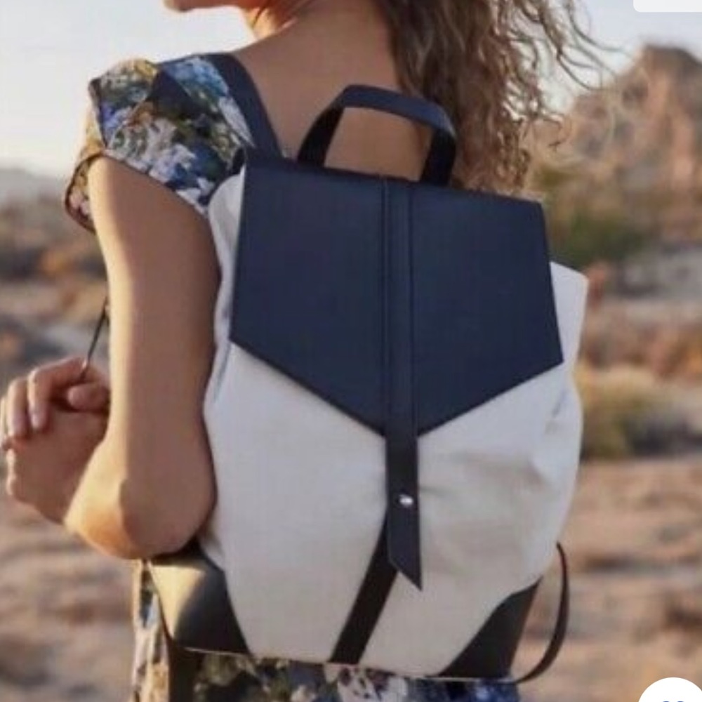 Vegan Leather and Canvas Mini Backpack